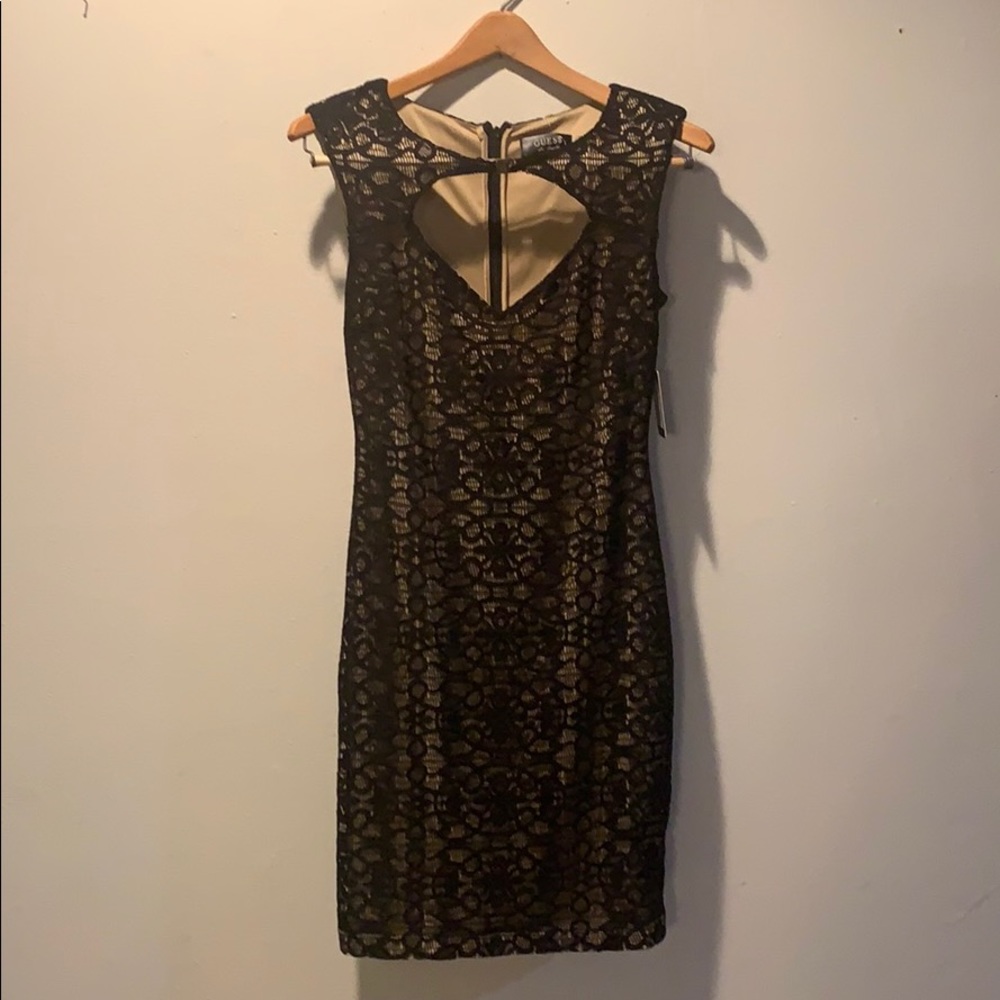 Guess Lace Dress with Nude Lining Clasp Front